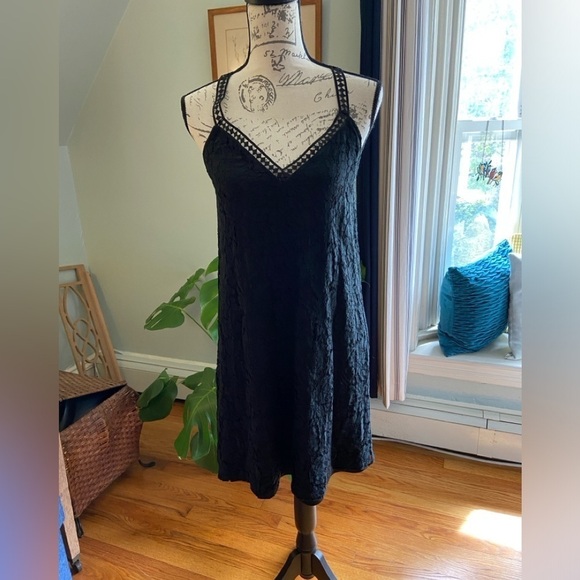 Blue rain mini dress black lace halter S - Picture 1 of 12